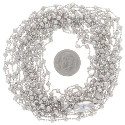 Fancy Diamond Cut Bead Chain Necklace Sterling Silver