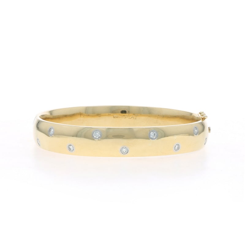 Flush Set Hinged Bangle .45ctw Diamond Women's Bracelet Yellow Gold