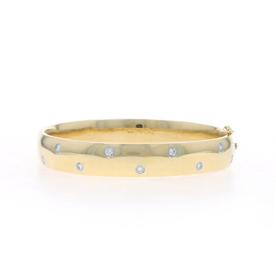 Flush Set Hinged Bangle .45ctw Diamond Women's Bracelet Yellow Gold