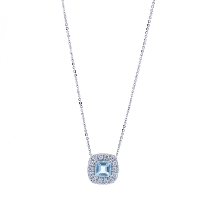 .78ctw Aquamarine and Diamond Pendant Necklace White Gold