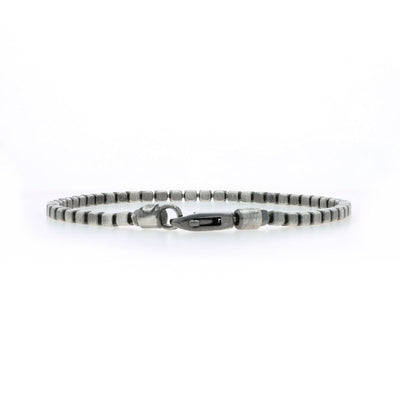 Men's Rectangular Bead Bracelet Sterling Silver