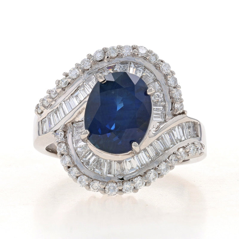 4.18ctw Sapphire and Diamond Ring White Gold