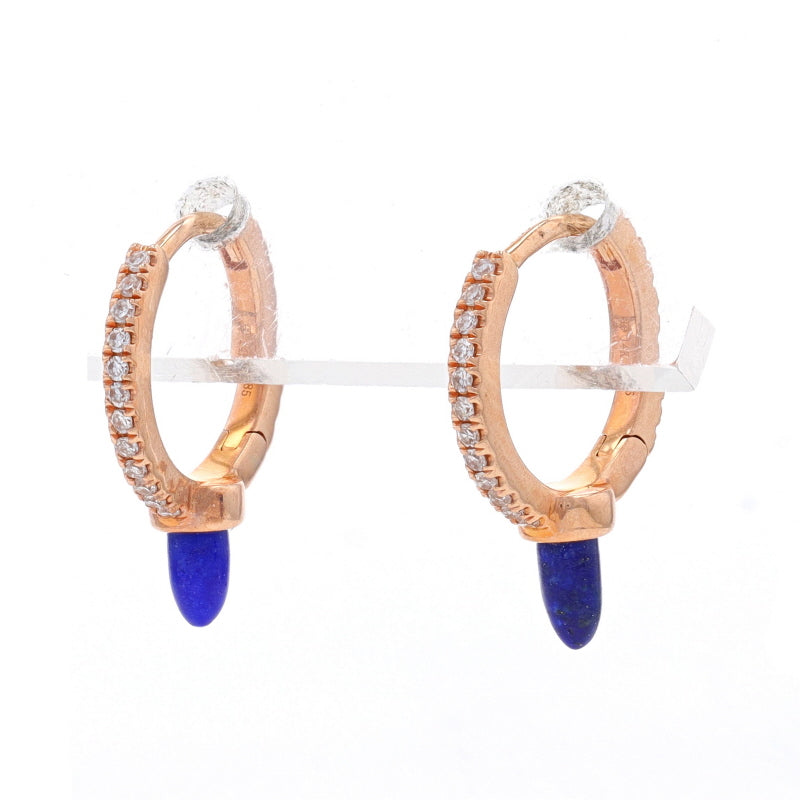 .12ctw Lapis Lazuli and Diamond Earrings Rose Gold