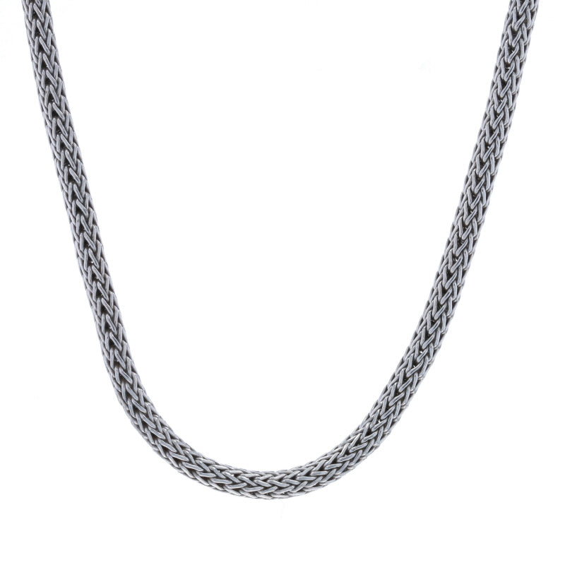 John Hardy Icon 5mm 16" Necklace .19ctw Diamond Wheat Chain Necklace Sterling Silver