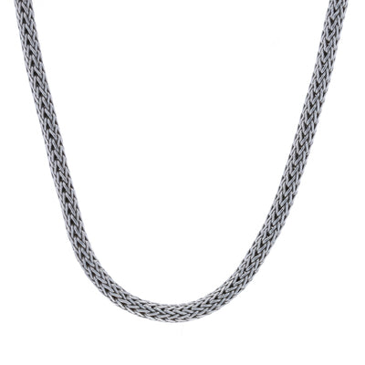 John Hardy Icon 5mm 16" Necklace .19ctw Diamond Wheat Chain Necklace Sterling Silver
