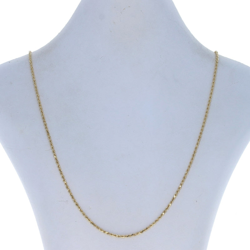 Diamond Cut Rope Chain Necklace Yellow Gold