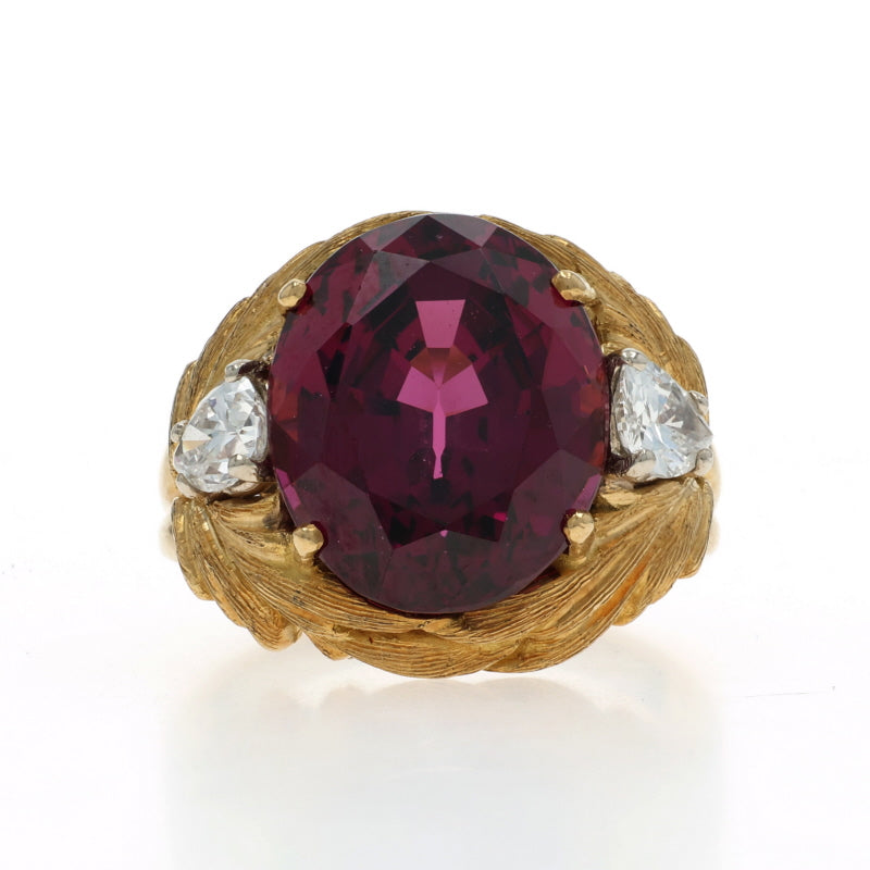 15.14ctw Rhodolite Garnet and Diamond Ring Yellow Gold