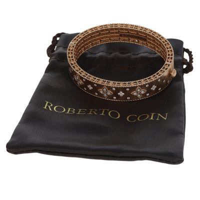 Roberto Coin Venetian Princess Satin Bangle .67ctw Diamond and Ruby Bracelet Rose Gold