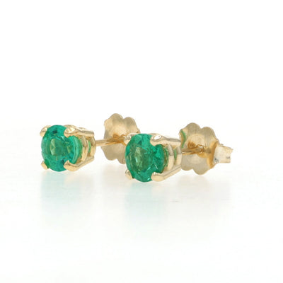 1.10ctw Emerald Earrings Yellow Gold