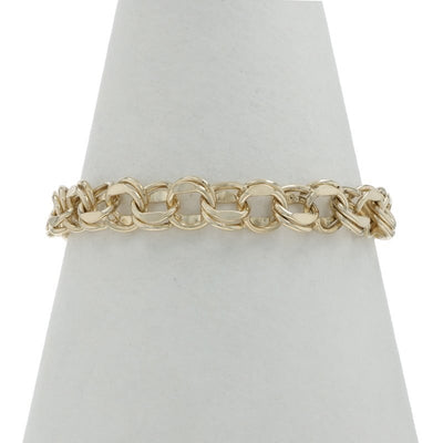 Women's Diamond Cut Double Curb Bracelet Yellow Gold