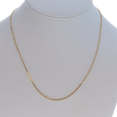 Diamond Cut Wheat Chain Necklace Yellow Gold