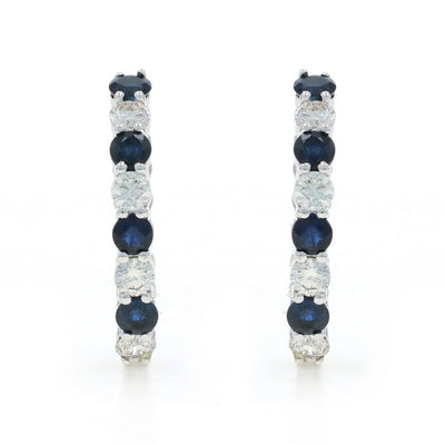 1.00ctw Diamond and Sapphire Women's Earrings White Gold