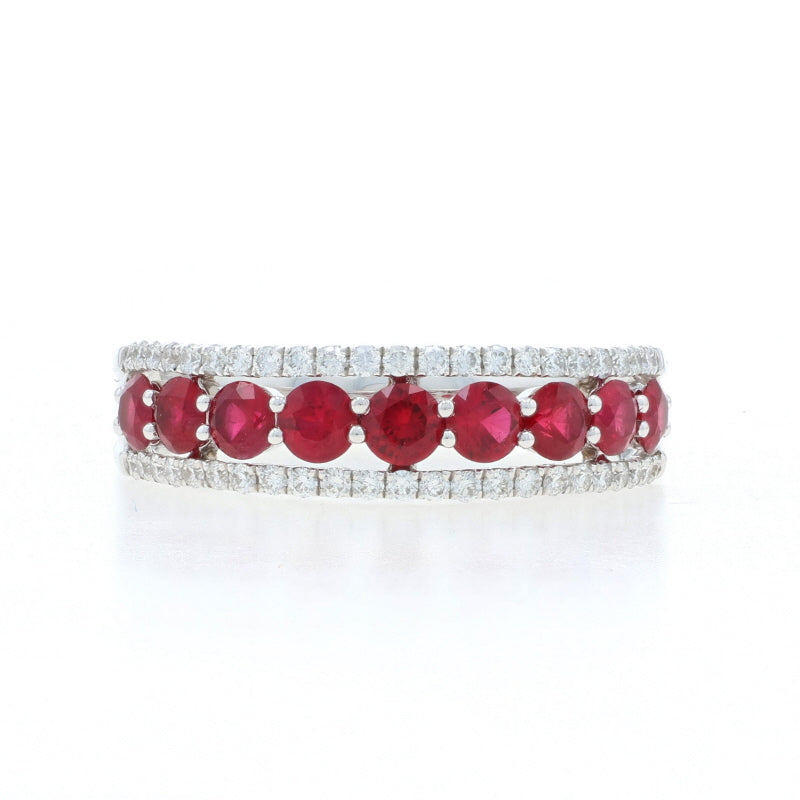 1.23ctw Ruby and Diamond Band Yellow Gold