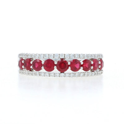 1.23ctw Ruby and Diamond Band Yellow Gold