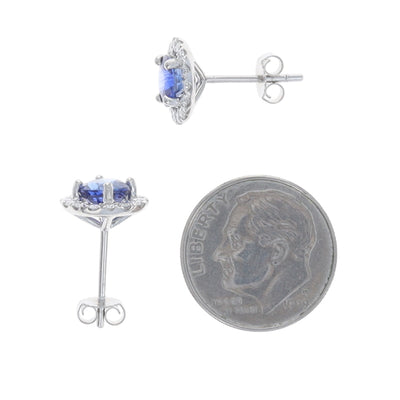 2.42ctw Sapphire and Diamond Earrings White Gold