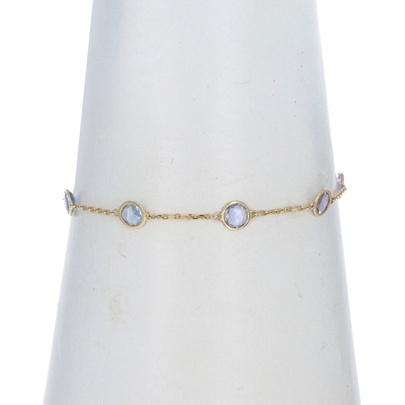 3.19ctw Sapphire Diamond Cut Cable Bracelet Yellow Gold