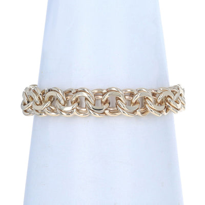 Diamond Cut Double Curb Bracelet Yellow Gold