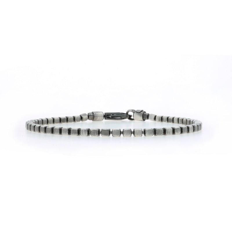 Men's Rectangular Bead Bracelet Sterling Silver