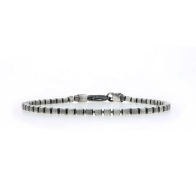 Men's Rectangular Bead Bracelet Sterling Silver
