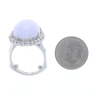 20.09ctw Jadeite and Diamond Ring White Gold