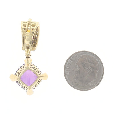 6.66ctw Amethyst and Peridot Pendant Yellow Gold