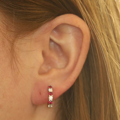 1.05ctw Ruby and Diamond Earrings White Gold