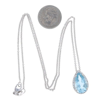 4.61ctw Aquamarine and Diamond Pendant Necklace White Gold