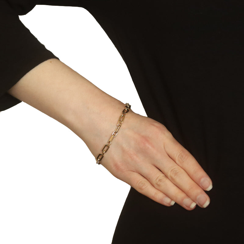 Fancy Paperclip Bracelet Yellow Gold