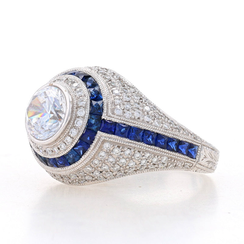 Beverly K 2.01ctw Cubic Zirconia Placeholder and Sapphire Ring White Gold