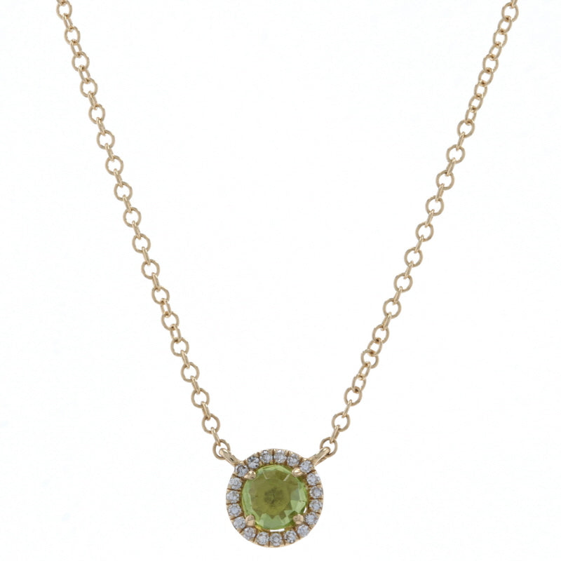 .36ctw Peridot and Diamond Cable Pendant Necklace Yellow Gold