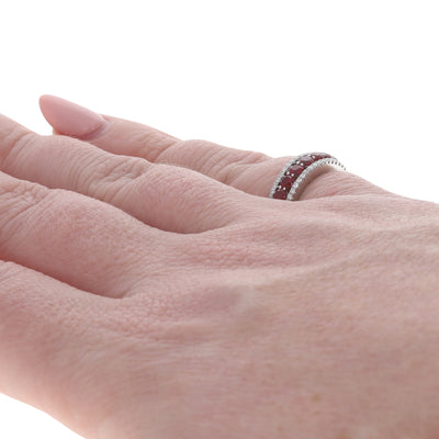 1.23ctw Ruby and Diamond Band Yellow Gold