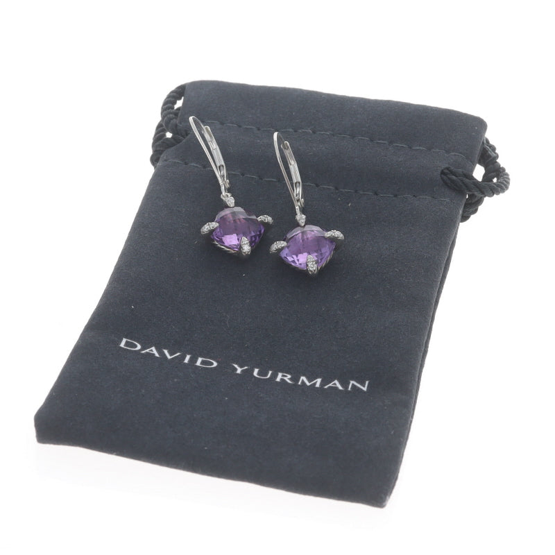 David Yurman Chatelaine Converted to drop earrings Amethyst and Diamond Earrings Sterling Silver