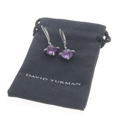 David Yurman Chatelaine Converted to drop earrings Amethyst and Diamond Earrings Sterling Silver
