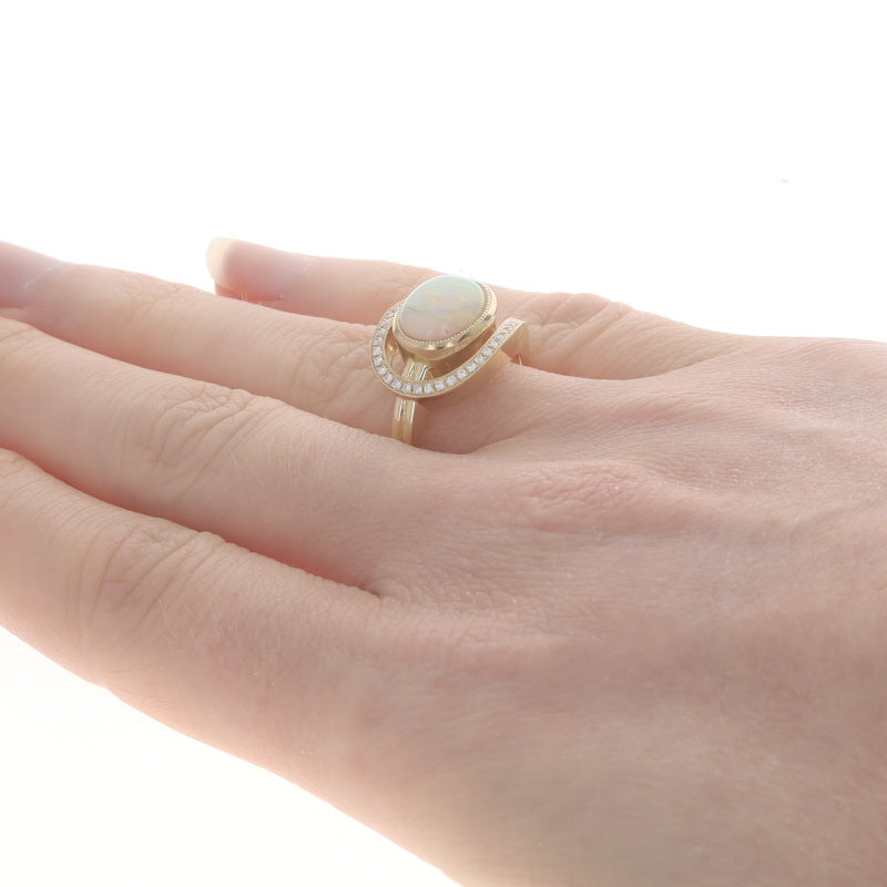 2.09ctw Opal and Diamond Ring Yellow Gold