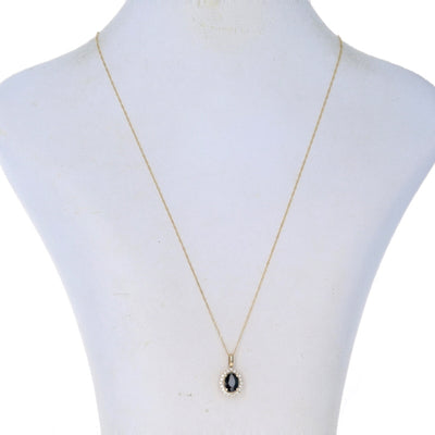 1.95ctw Sapphire and Diamond Pendant Necklace Yellow Gold