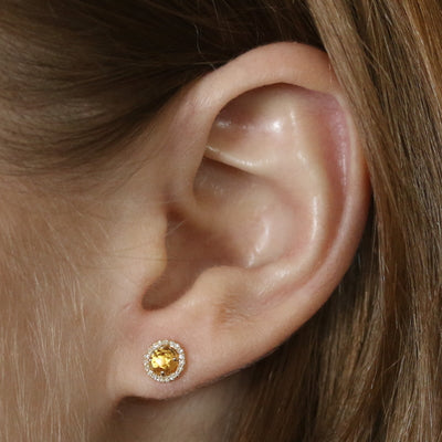 .48ctw Citrine and Diamond Earrings Yellow Gold