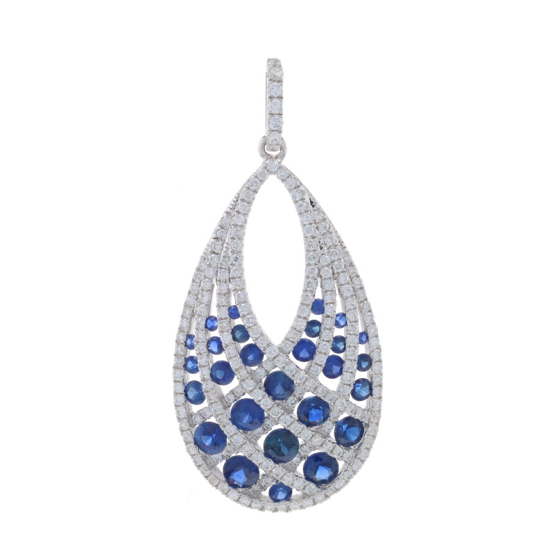 1.65ctw Sapphire and Diamond Pendant White Gold