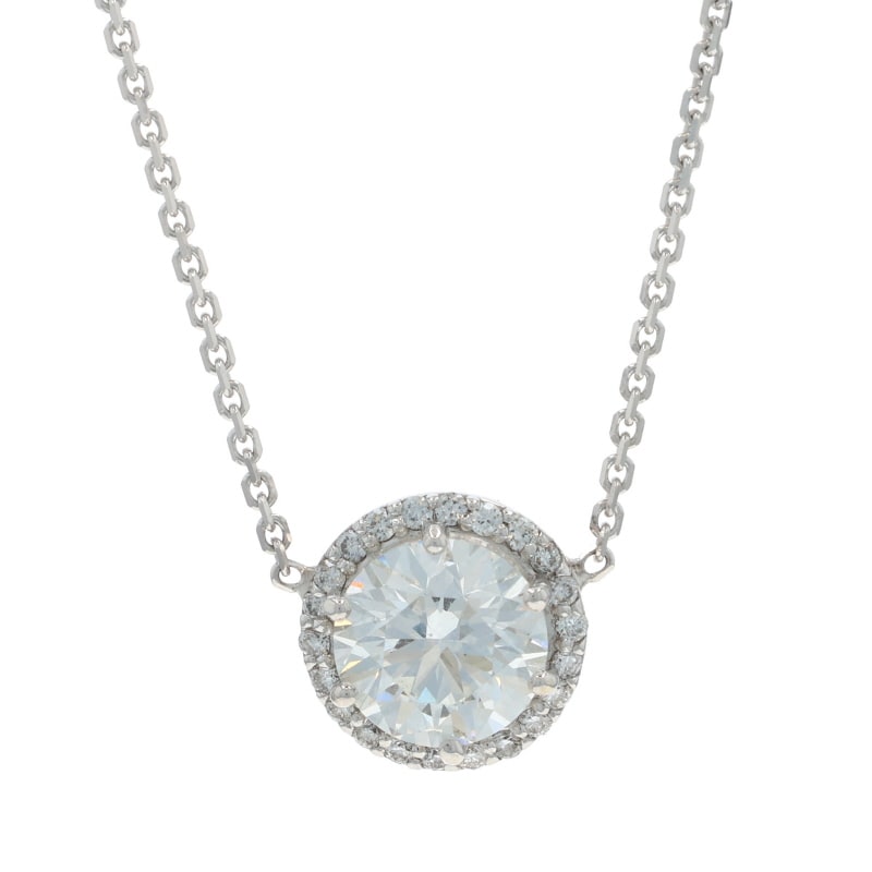 1.18ctw Diamond and Diamond Women's Pendant Necklace White Gold