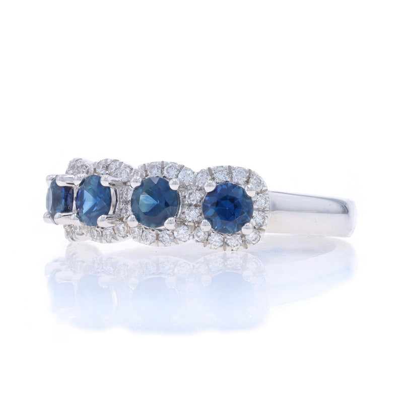 1.50ctw Sapphire and Diamond Band White Gold