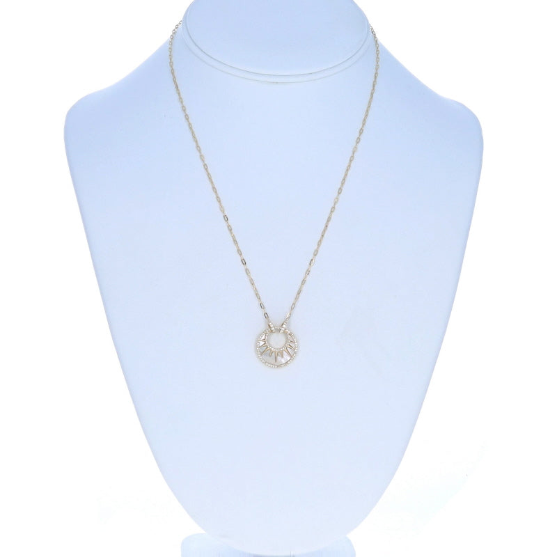 .26ctw Mother of Pearl and Diamond Pendant Necklace Yellow Gold