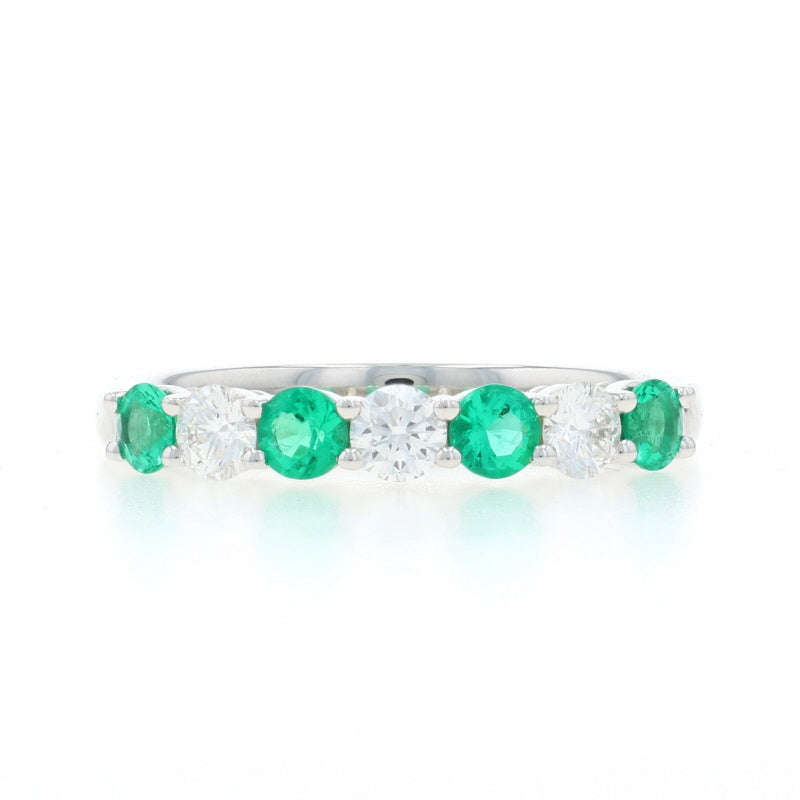 .78ctw Emerald and Diamond Band White Gold