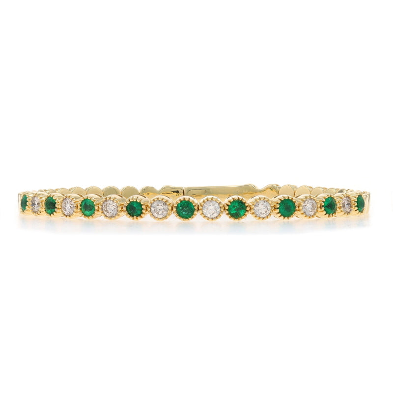2.12ctw Emerald and Diamond Bracelet Yellow Gold