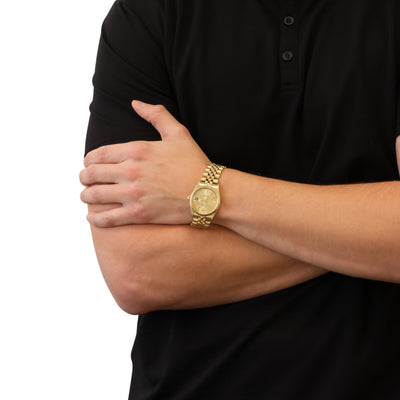 Rolex Oyster Perpetual Date Mens Watch 15037 Yellow Gold Automatic