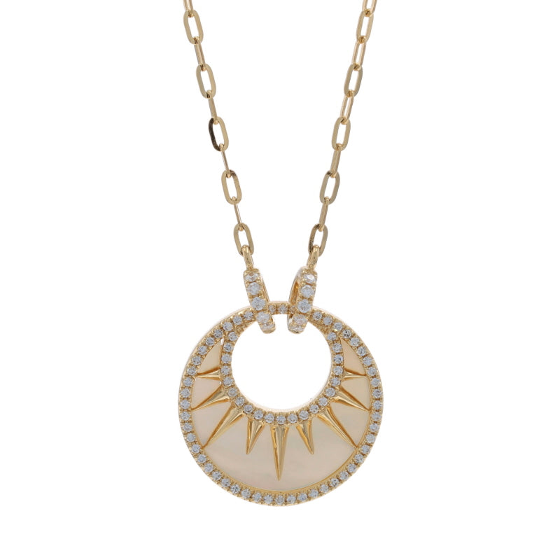 .26ctw Mother of Pearl and Diamond Pendant Necklace Yellow Gold