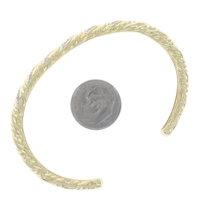 David Yurman Sculpted Cable Cuff .50ctw Diamond Women's Bracelet Yellow Gold