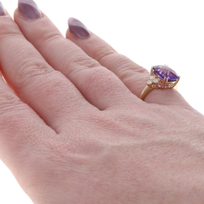 4.11ctw Amethyst and Diamond Ring Yellow Gold