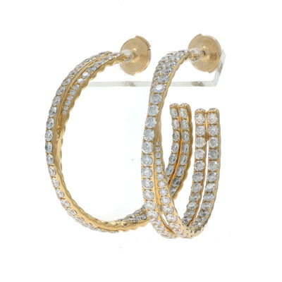 David Yurman Crossover Pave Hoop Earrings 1.75in 3.31ctw Diamond Earrings Yellow Gold