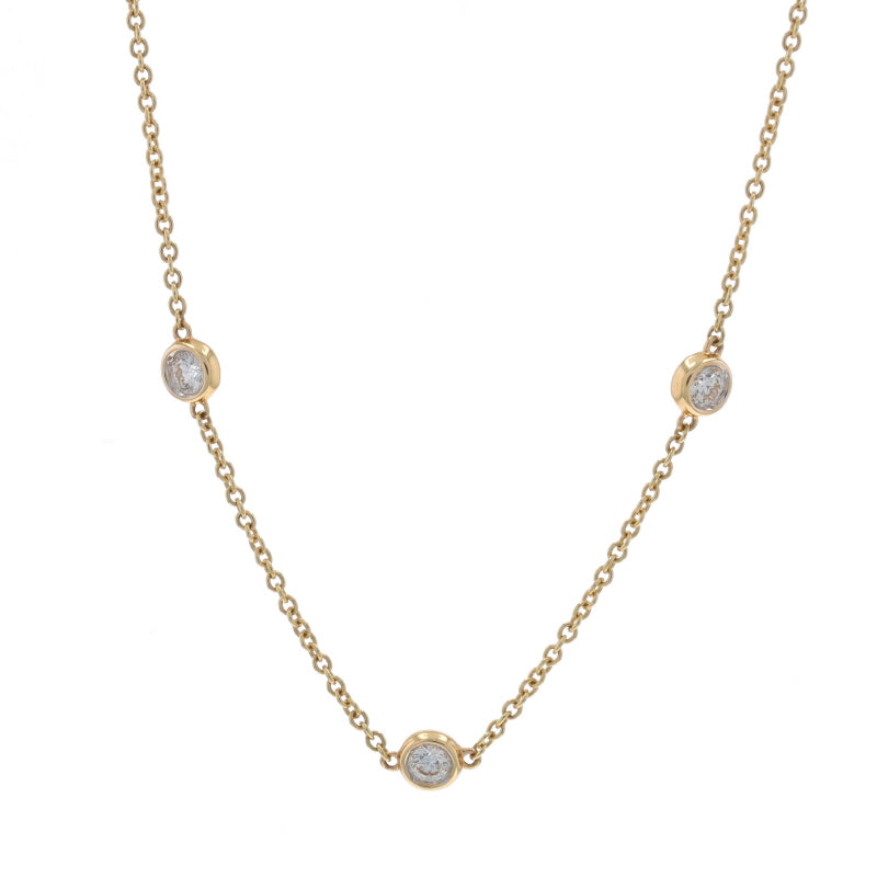 1.00ctw Diamond Diamond Cut Cable Chain Station Necklace Yellow Gold