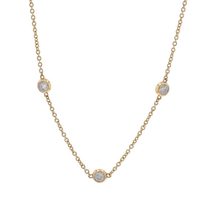 1.00ctw Diamond Diamond Cut Cable Chain Station Necklace Yellow Gold