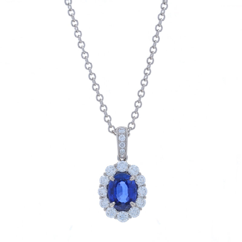 1.98ctw Sapphire and Diamond Pendant Necklace White Gold